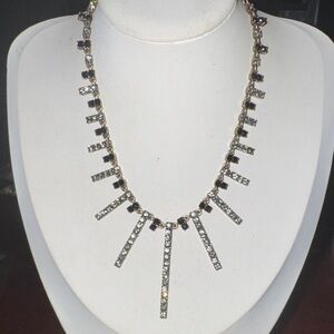 Pilgrim Gold-Tone Black and Clear Crystal Spike Necklace